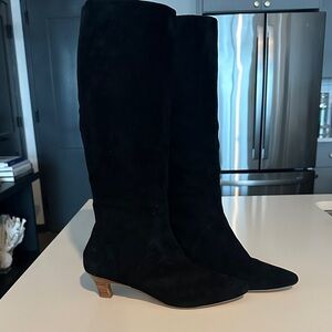Anthropologie Black Suede Over-the-Knee Boots